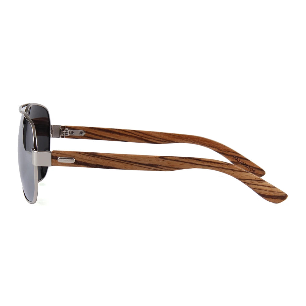 Aviator Sonnenbrille mit Echtholz-Bügeln als stylisches Accessoire für Damen und Herren