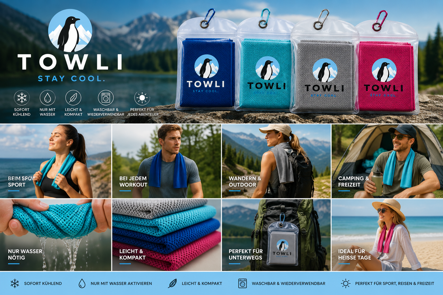 TOWLI Premium-Kühltuch | Sofort kühlend