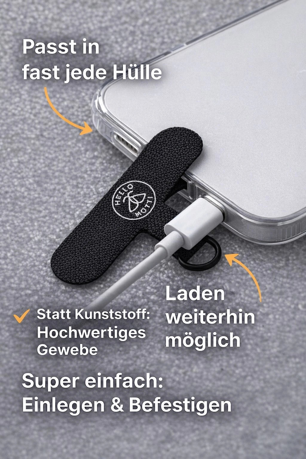 Handyband zum Umhängen schwarz-grau mit Handschlaufe