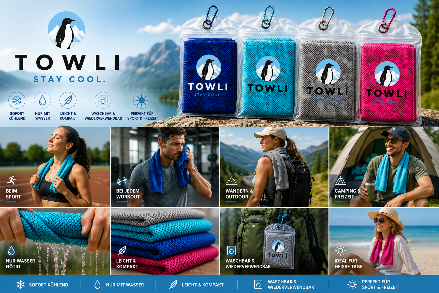 TOWLI Premium-Kühltuch | Sofort kühlend