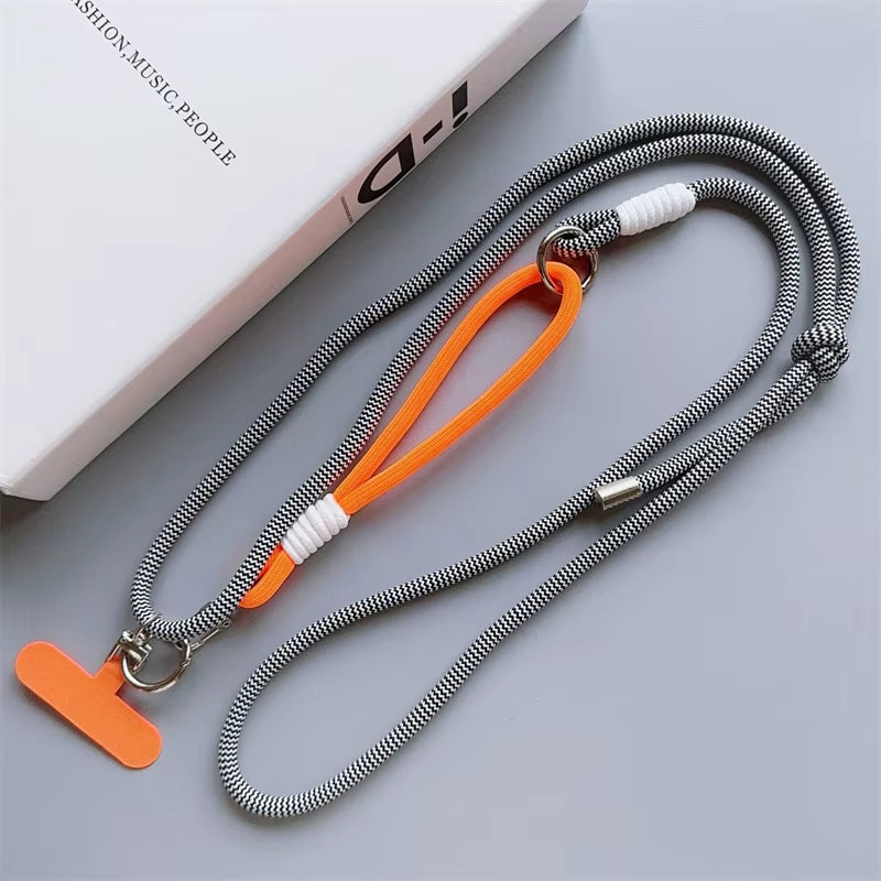Handyband grau-schwarz-orange mit Handschlaufe