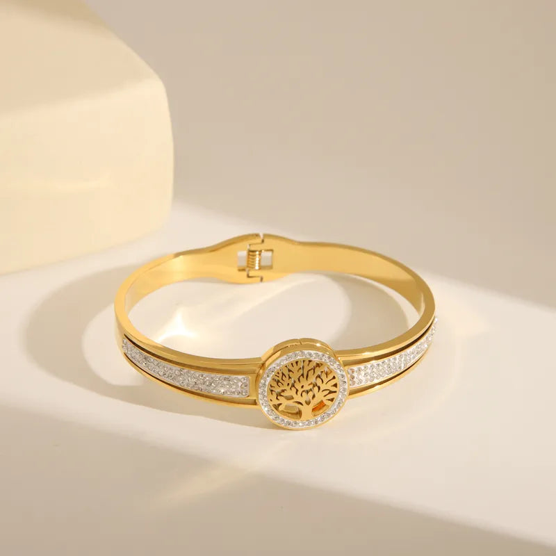 Armband „Tree of Life“ – Edelstahl Gold mit Zirkonia